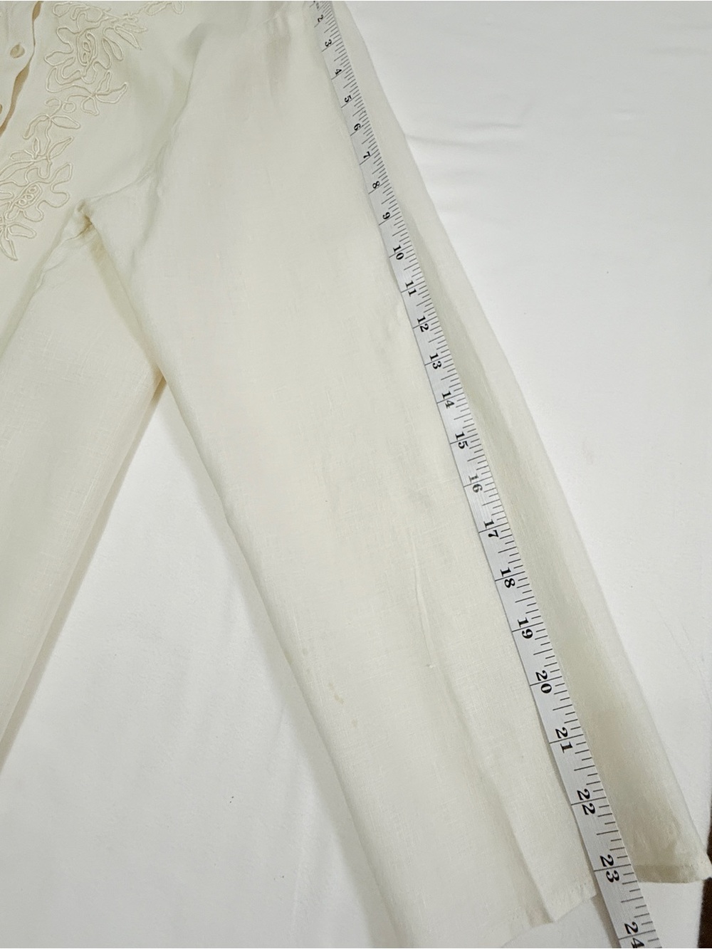 Cream Embroidered Button-Front Blouse - Picture 13 of 14